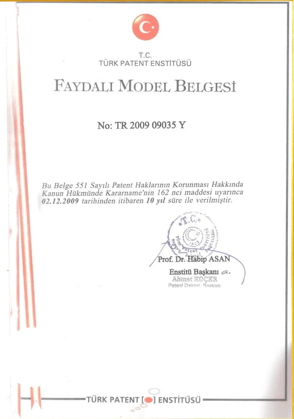 Elizi Trabzon Hasır TPE Faydalı Model Belgesi