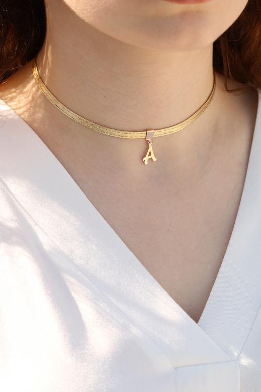 Choker Altın Harf  Kolye