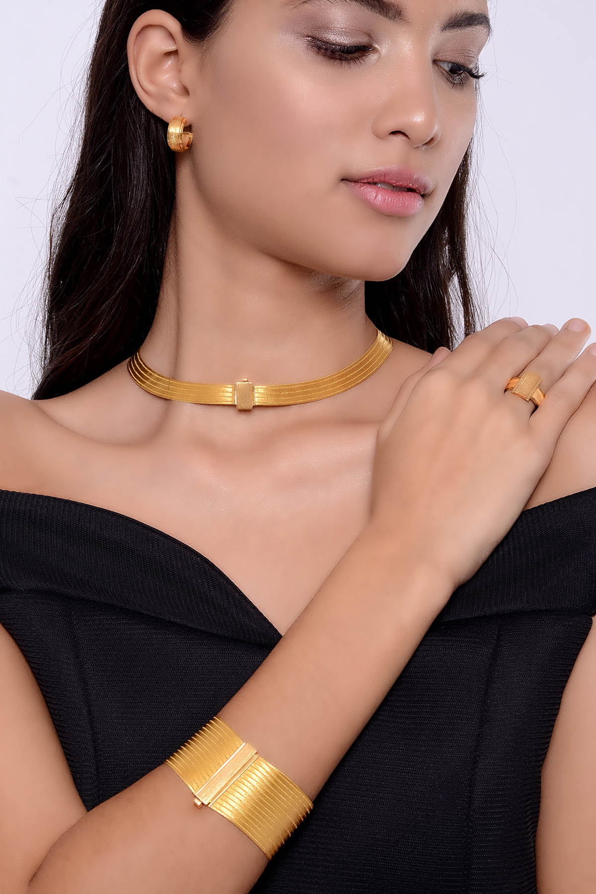 Elegant Dar Simli 15 Bilezik 5 Gerdanlık Hasır Set